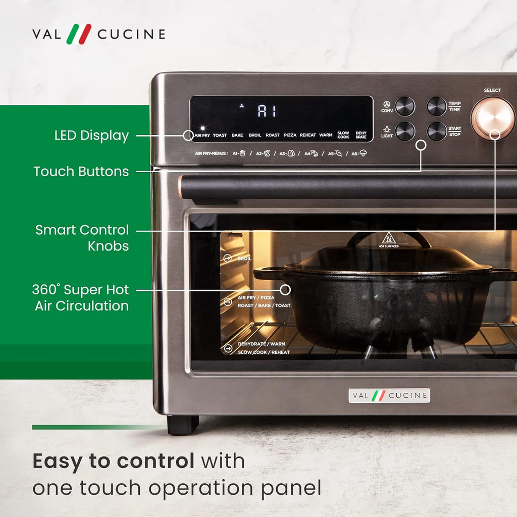 26.3 QT/25 L Extra-Large Smart Air Fryer Toaster Oven, 10-In-1 Convection Countertop Oven Combination (Black Matte Stainless Steel)
